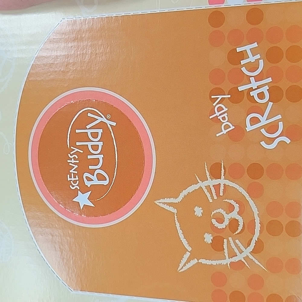 Scentsy Buddy Baby Scratch the Cat  Cream Tan Orange Secret Zippered Pouch  NEW - Picture 9 of 12